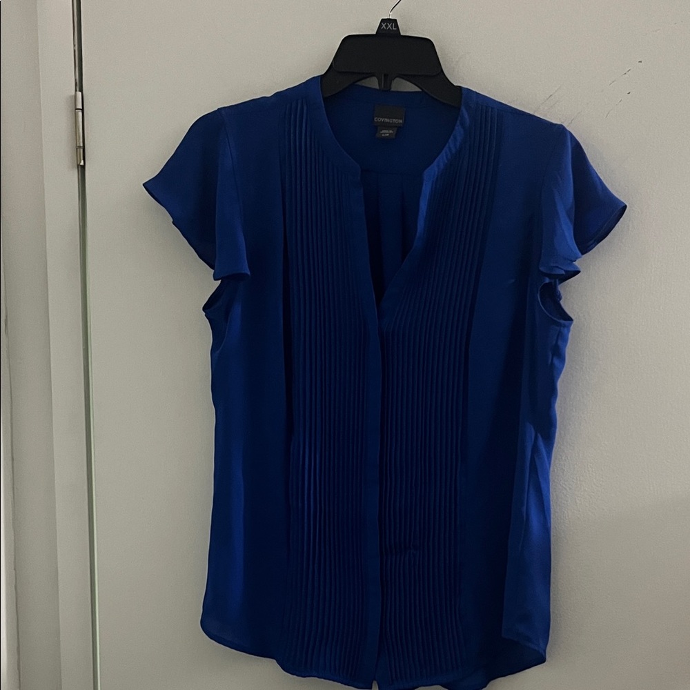 Covington Cobalt Blue Pleated Blouse